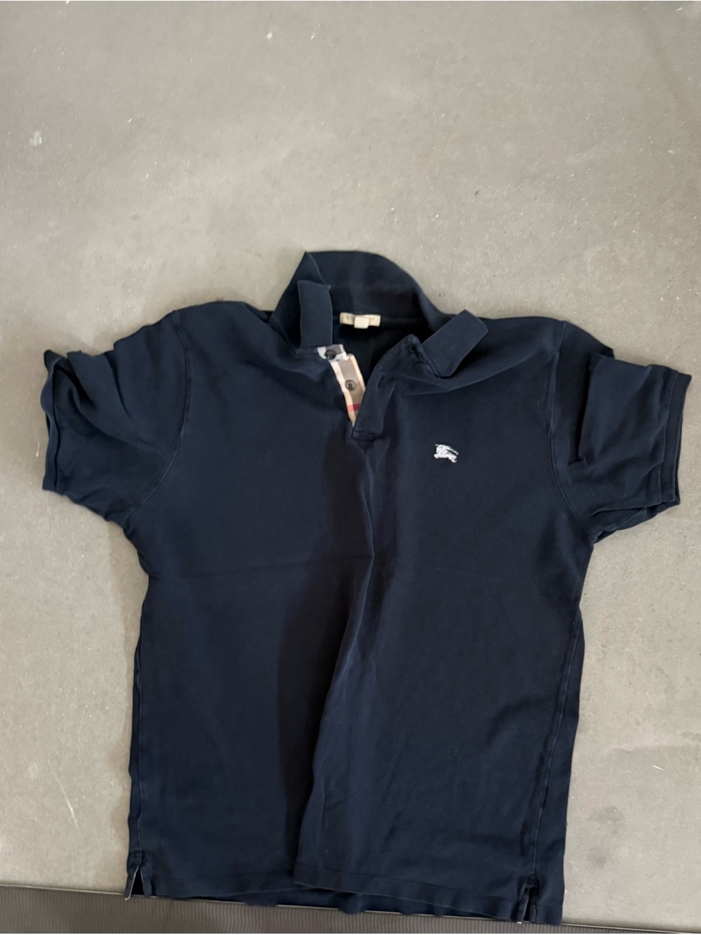 Burberry Navy Polo with Small White Equestrian Logo